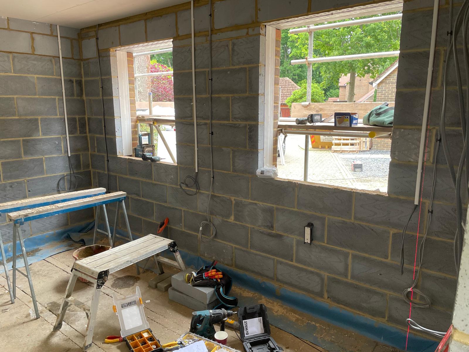 Extension first fix electrical work